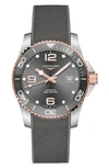 Longines Hydroconquest Automatic Textile Strap Watch, 41mm In Grey