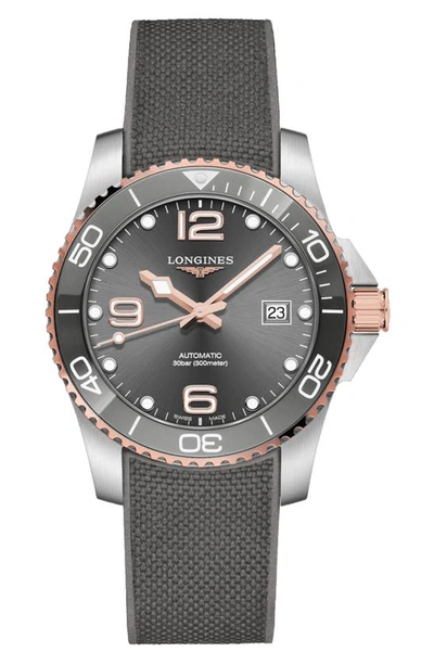 Longines Hydroconquest Automatic Textile Strap Watch, 41mm In Grey