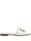 Gucci Women's Gg Cut-out Leather Slides In White