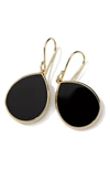 Ippolita 18k Yellow Gold Polished Rock Candy Black Onyx Teardrop Earrings In Black/gold