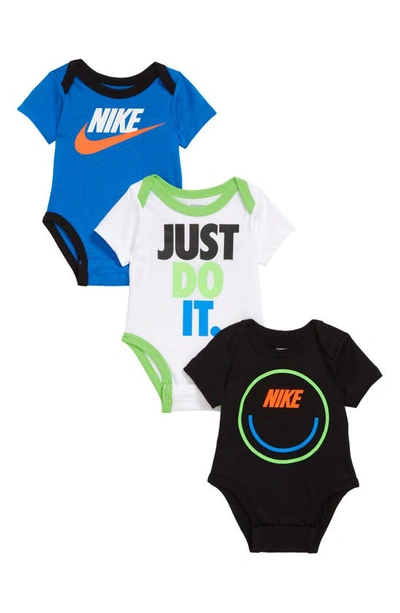 Nike Babies' Kids' 3-pack Cotton Bodysuit In Black
