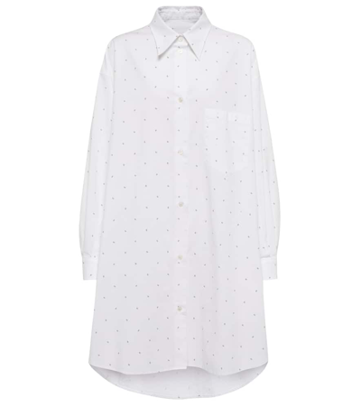 Mm6 Maison Margiela Printed Cotton Shirt Dress In White
