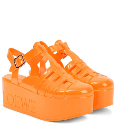 Loewe Rubber Wedge Platform Fisherman Sandals In Orange