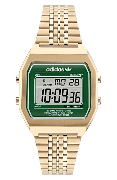 Adidas Originals Digital 2 Collection Stainless Steel Bracelet Watch In Gold