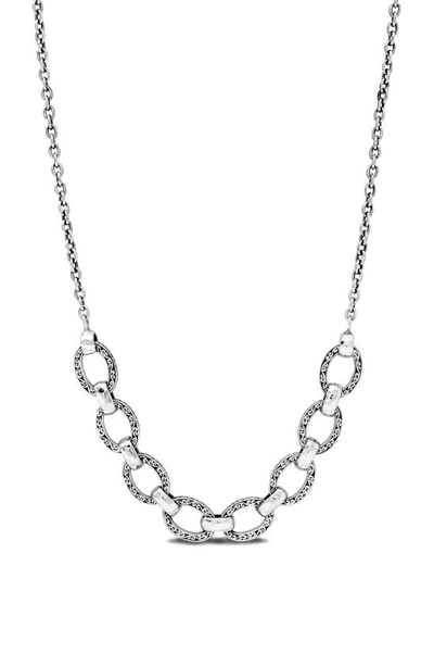 Lois Hill Scroll Oval Link Necklace In Silver