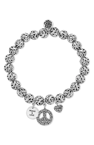 Lois Hill Peace & Love Stretch Charm Bracelet In Silver