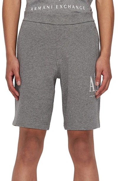 Armani Exchange Icon Logo Sweat Shorts In Light Grey