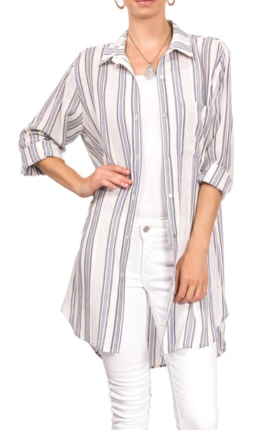 Everyday Ritual Rick Stripe Sleep Shirt In Capri