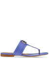 Ferragamo Rikis Calfskin Gancini Thong Sandals In Blue