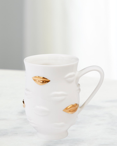 Jonathan Adler Gilded Muse Gala Mug In White Gold