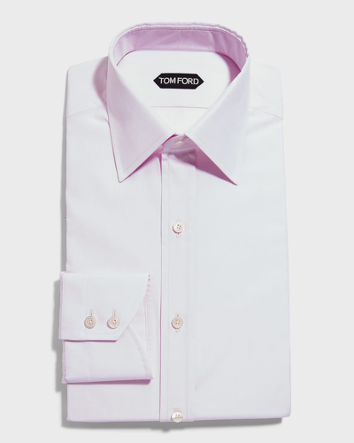 Tom Ford Men's Solid Point Collar Dress Shirt In Br Pnk Sld