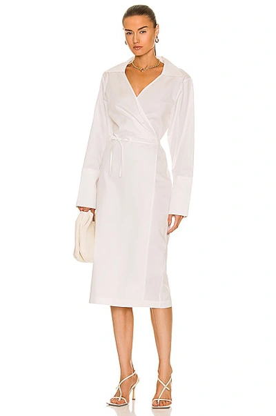 St. Agni Wrap Front Cotton Midi Dress - Women's - Cotton In White