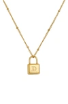 Savvy Cie Jewels Initial Lock Pendant Necklace In Gold - D
