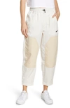 Nike Swoosh Woven High Waist Paneled Pants In Cream-white In Phantom/sanddrift/phantom/black