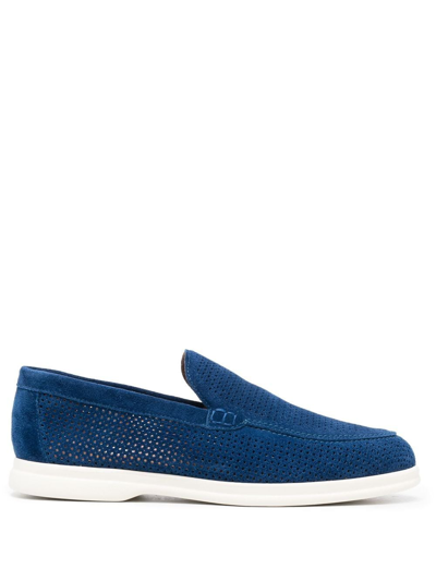 Casadei Perforated Slip-on Loafers In Blau