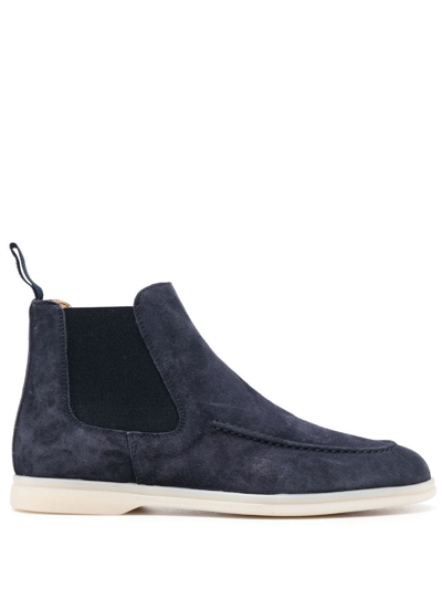 Scarosso Eugenia Suede Ankle Boots In Blue - Suede Leather