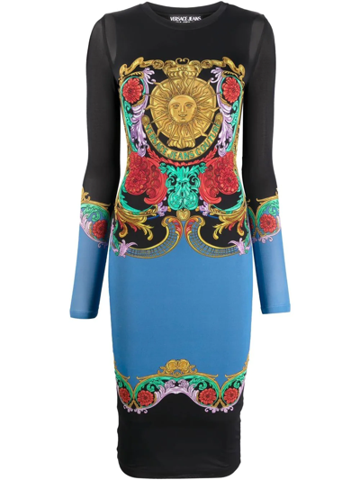 Versace Jeans Couture .regalia Baroque Colour-block Dress In Multi