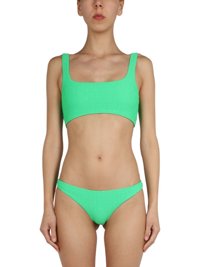 Alexander Wang T Extured Logo Jersey Bikini Top In Green