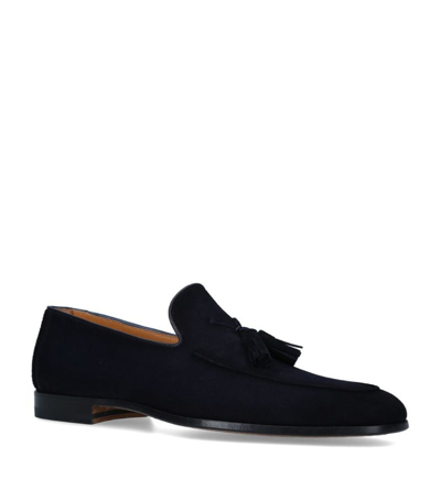 Magnanni Suede Tassel Loafers In Navy Blue
