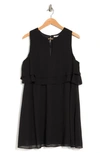 Tash + Sophie Popover Chiffon Dress In Black