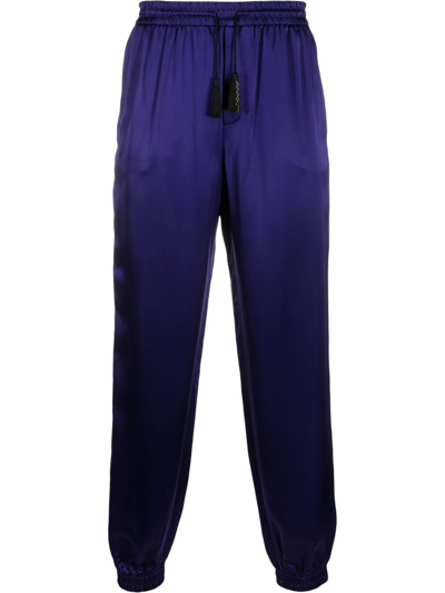 Saint Laurent Purple Tapered Trousers With Tassels