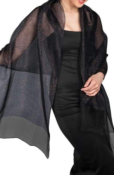 Saachi Sparkle Sheer Silk Wrap In Navy
