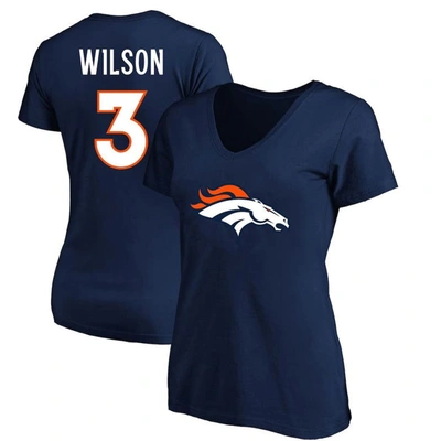 Fanatics Women's  Russell Wilson Navy Denver Broncos Plus Size Player Name And Number V-neck T-shirt