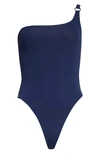 Louisa Ballou One-shoulder One-piece Swimsuit In Navy