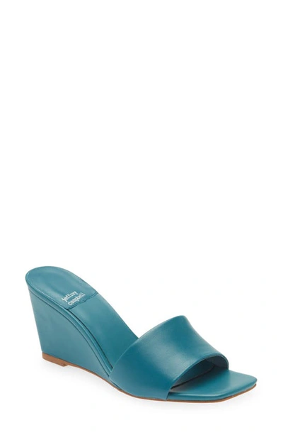 Jeffrey Campbell Jeffrey Campell Appetit Wedge Slide Sandal In Teal