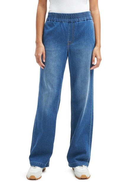 7 For All Mankind The Traveler Pull-on High Waist Wide Leg Denim Trouser In Goldie