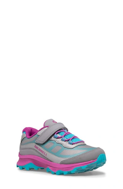 Merrell Kids' Moab Speed Low A/c Waterproof Hiking Sneaker In Grey/ Silver/ Turq