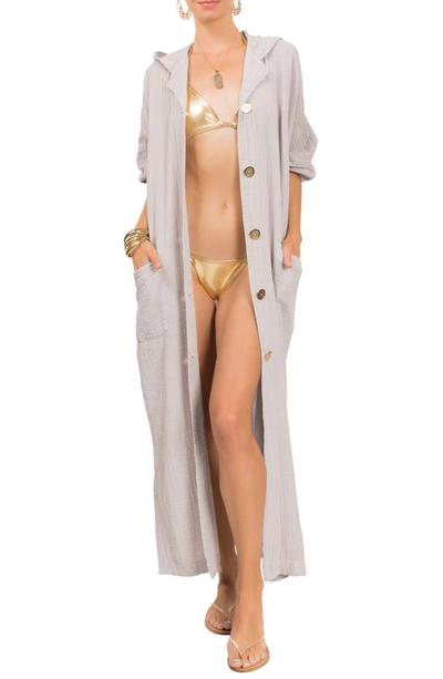 Everyday Ritual Jade Button-up Robe In Light Grey