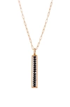 Sethi Couture Leila Black Diamond Bar Pendant Necklace In 18k Rg / 14k Chain