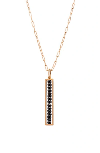 Sethi Couture Leila Black Diamond Bar Pendant Necklace In 18k Rg / 14k Chain