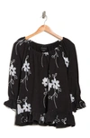 Forgotten Grace Peasant Embroidered Blouse In Black/ White