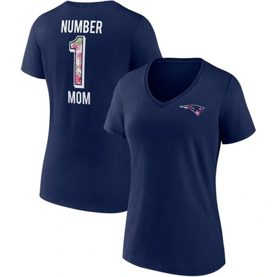 Fanatics Women's  Navy New England Patriots Plus Size Mother's Day #1 Mom V-neck T-shirt