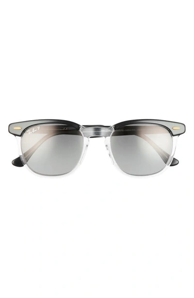 Ray Ban 52mm Square Polarized Sunglasses In Black / Grey Gradient Polar