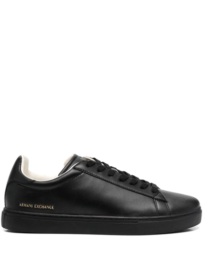 Armani Exchange Leather Sneakers In Black