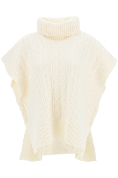 See By Chloé See By Chloe Cable Knit Cape Sweater In White