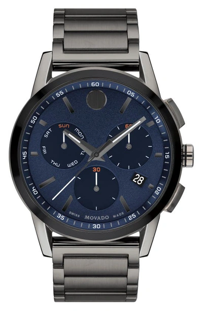 Movado Museum Sport Chronograph Bracelet Watch, 43mm In Blue/gray