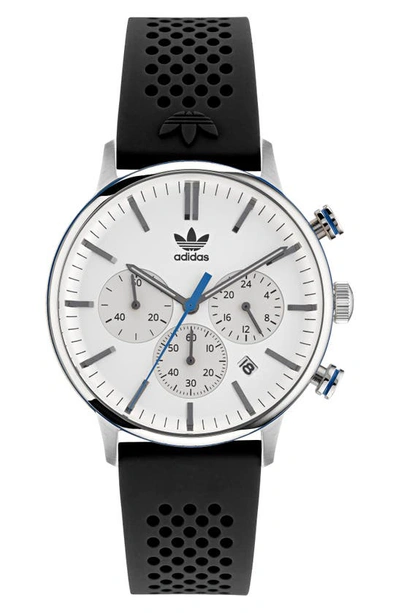 Adidas Originals Code One Chronograph Silicone Strap Watch, 40mm In Black