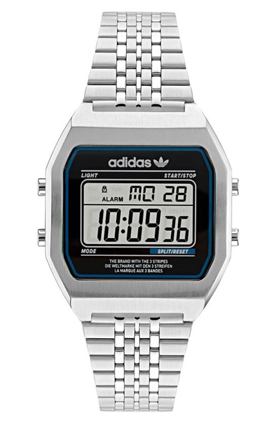 Adidas Originals Digital 2 Collection Stainless Steel Bracelet Watch In Silver