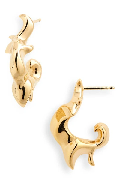 Bottega Veneta Abstract Earrings In Gold In Argentoscu