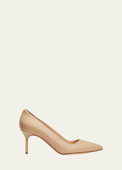 Manolo Blahnik Bb 70mm Lambskin Stiletto Pumps In Beige