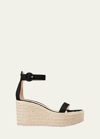 Gianvito Rossi Suede Ankle-strap Wedge Espadrille Sandals In Black