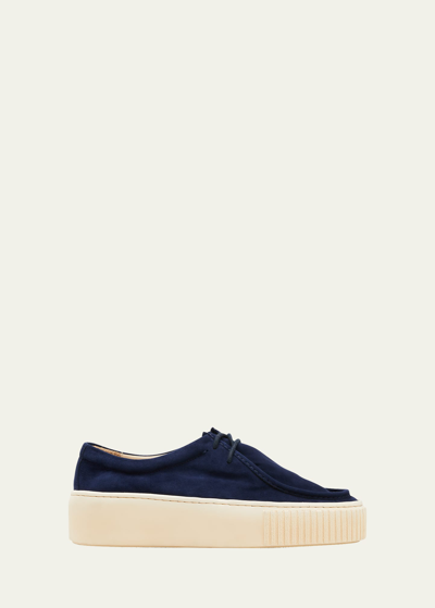 Gabriela Hearst Fontaina Suede Platform Sneakers In Navy