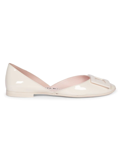 Roger Vivier Women's Patent Leather D'orsay Ballerina Flats In Yellow Cream