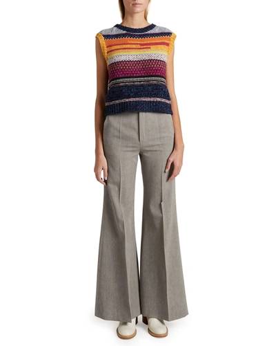 Chloé Striped Sleeveless Cashmere Sweater In Multicolor