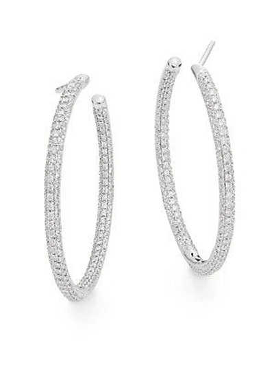 Saks Fifth Avenue Tcw 1.51 Diamond & 14k White Gold Hoop Earrings/1.25"