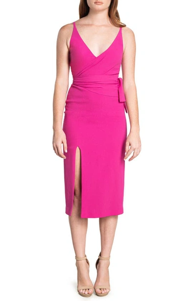 Dress The Population Kiara Side Bow Body-con Cocktail Dress In Bright Fuchsia